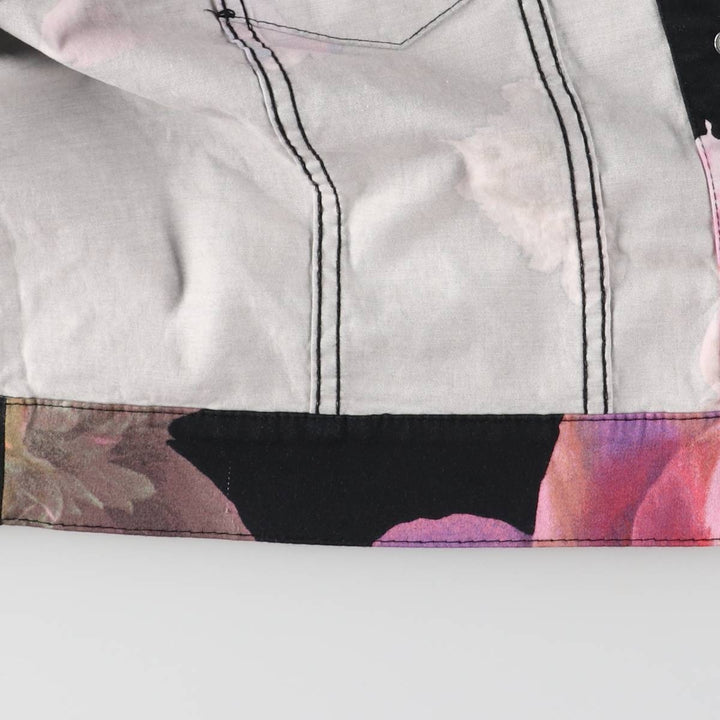 Calvin Klein Floral Print Cropped Open Collar Cotton Jacket for Women (XL) cotton black type Vintage Second Hand