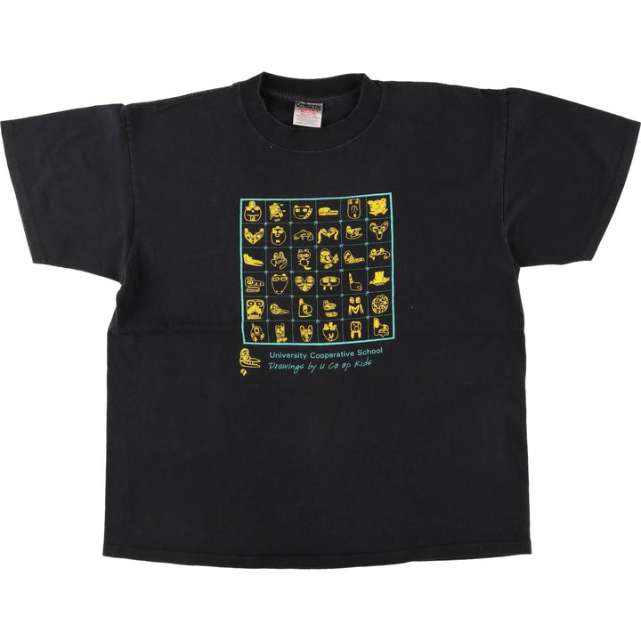 ONEITA College T-shirt, Men's L size cotton black type Vintage Second Hand