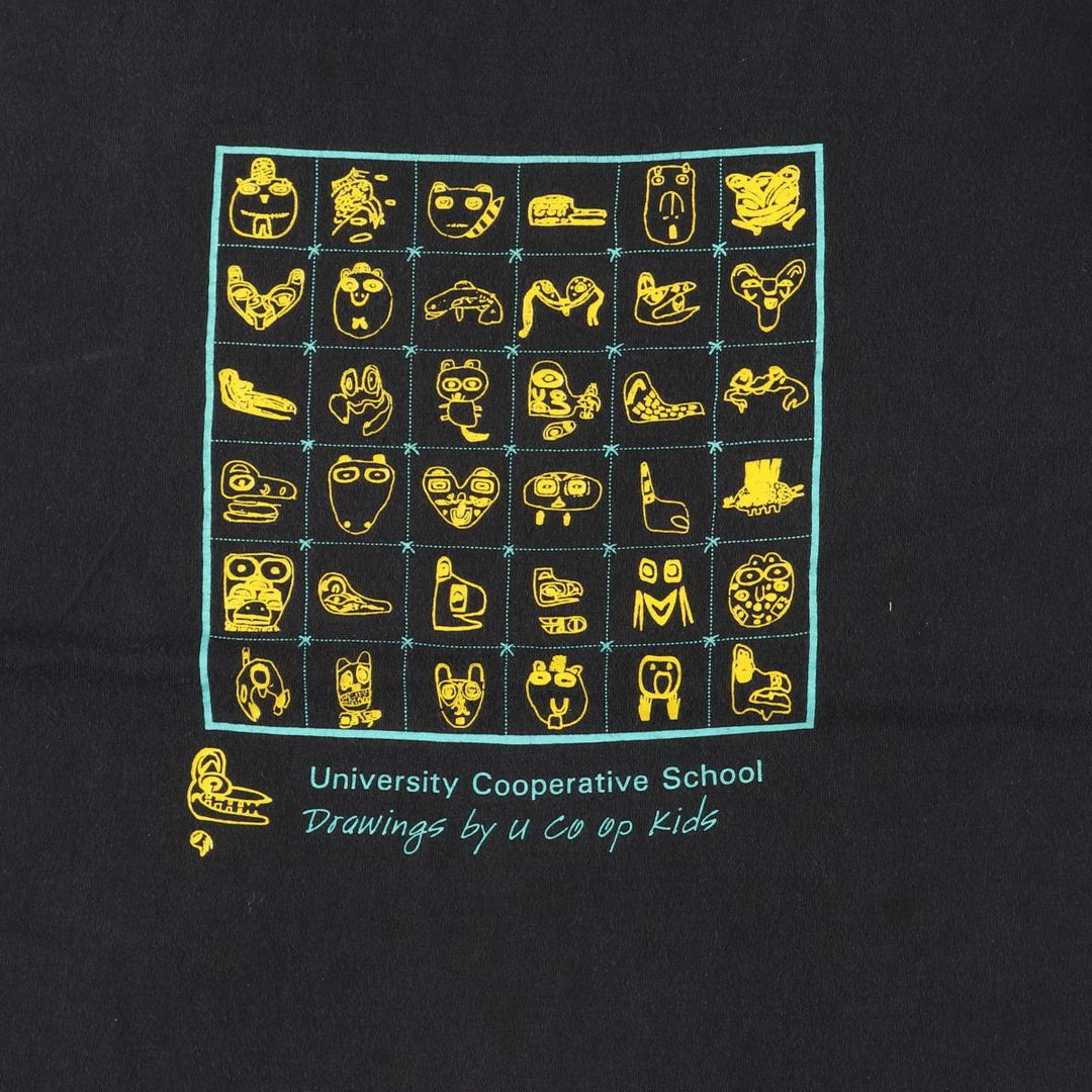 ONEITA College T-shirt, Men's L size cotton black type Vintage Second Hand
