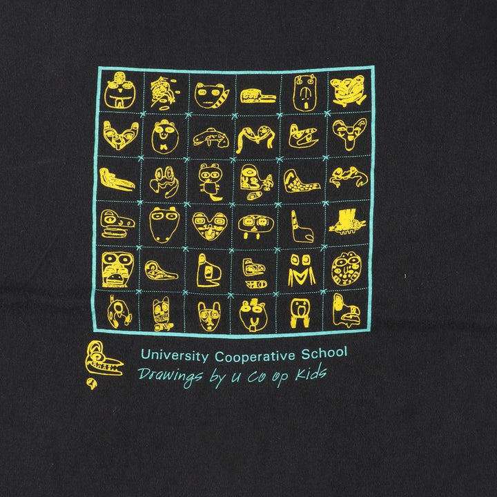 ONEITA College T-shirt, Men's L size cotton black type Vintage Second Hand