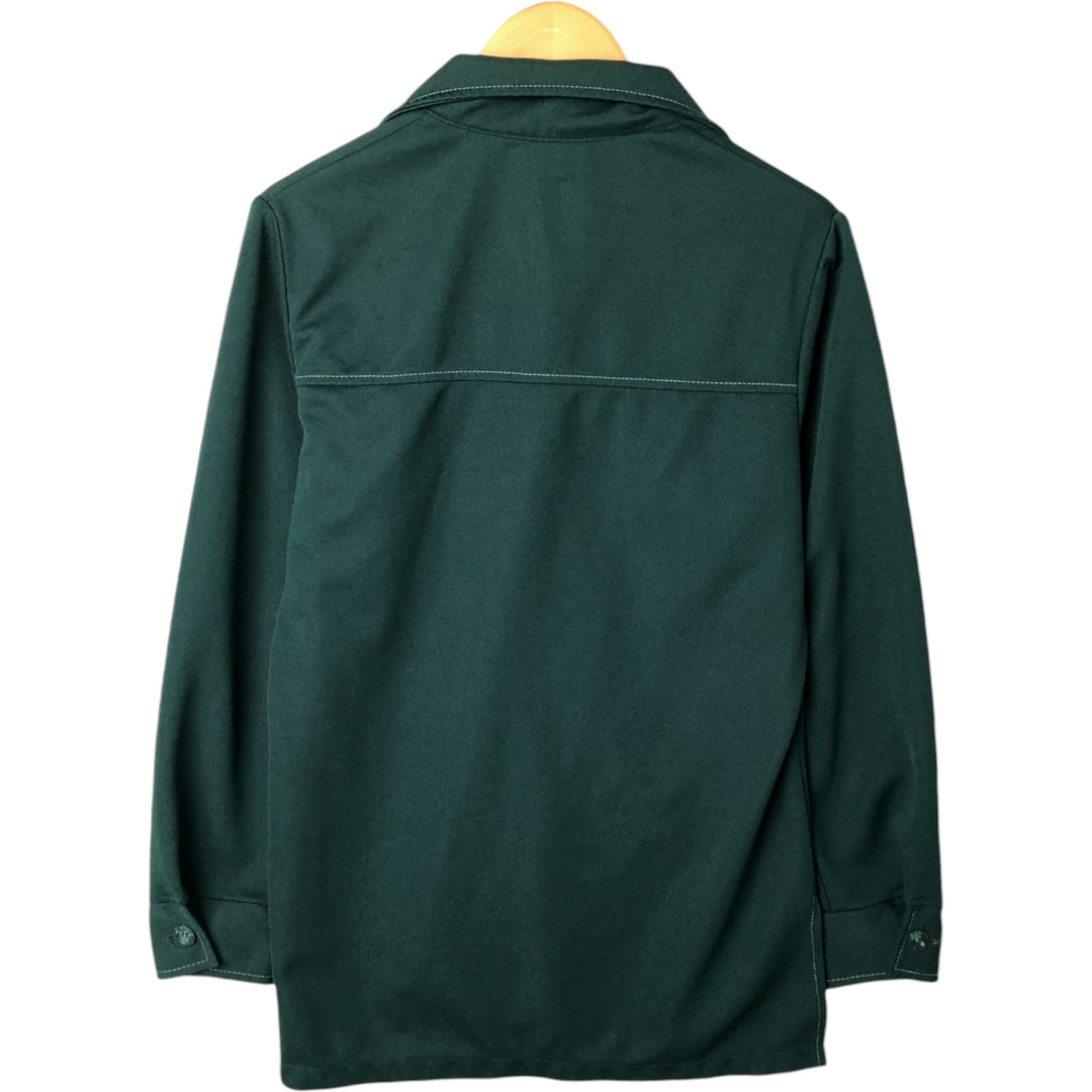 70'S John Blain open collar shirt jacket, men's size M, vintage Dacron Polyester Green type dark green Vintage Second Hand