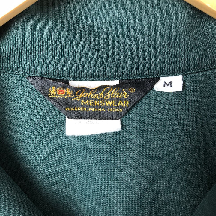 70'S John Blain open collar shirt jacket, men's size M, vintage Dacron Polyester Green type dark green Vintage Second Hand