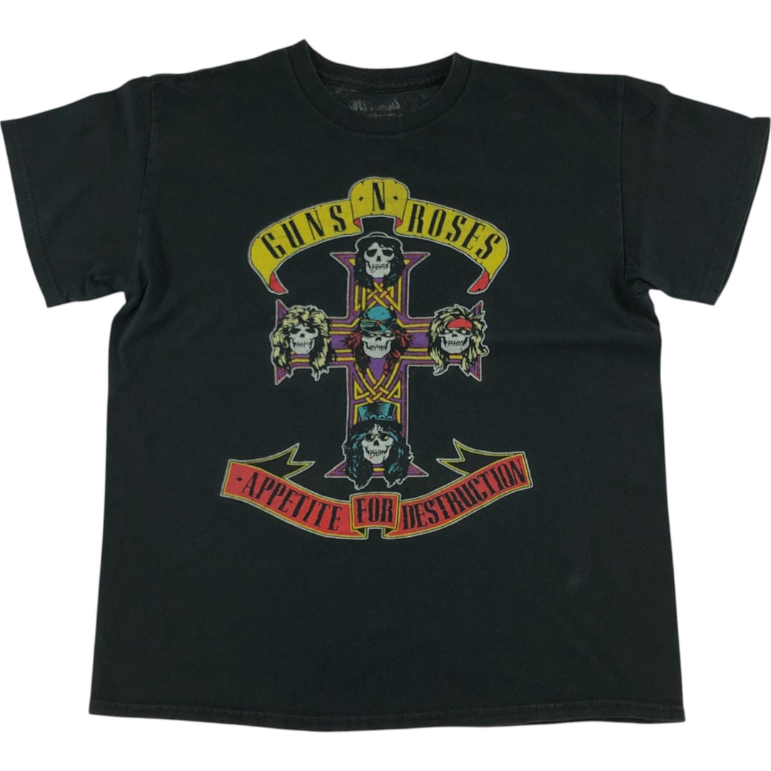 GUNS N' ROSES Guns N' Roses Band T-shirt Band Tee Men's M size cotton black type Vintage Second Hand