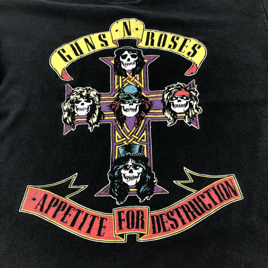 GUNS N' ROSES Guns N' Roses Band T-shirt Band Tee Men's M size cotton black type Vintage Second Hand