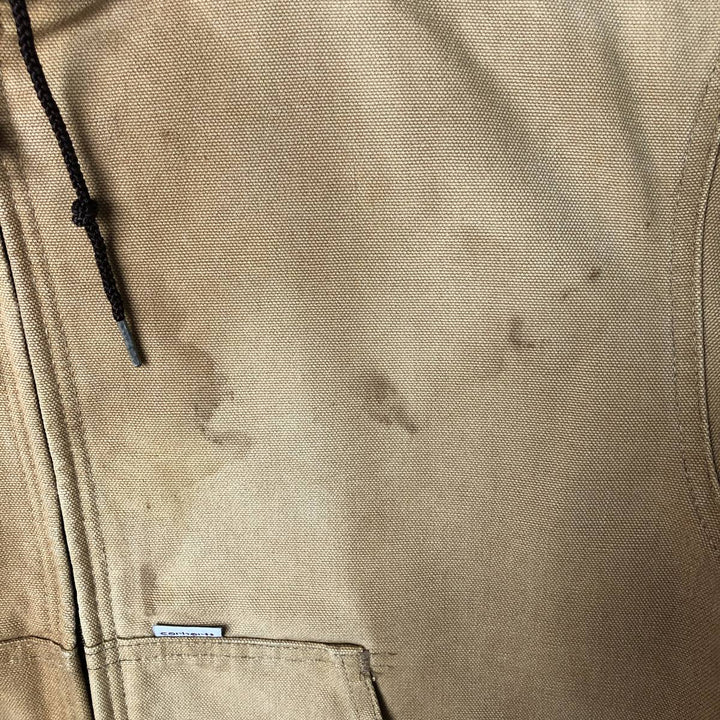 1980'S Carhartt 100th Anniversary Model Active Jacket Duck Full Zip Parka Made in USA Men's M cotton Camel type Vintage Second Hand