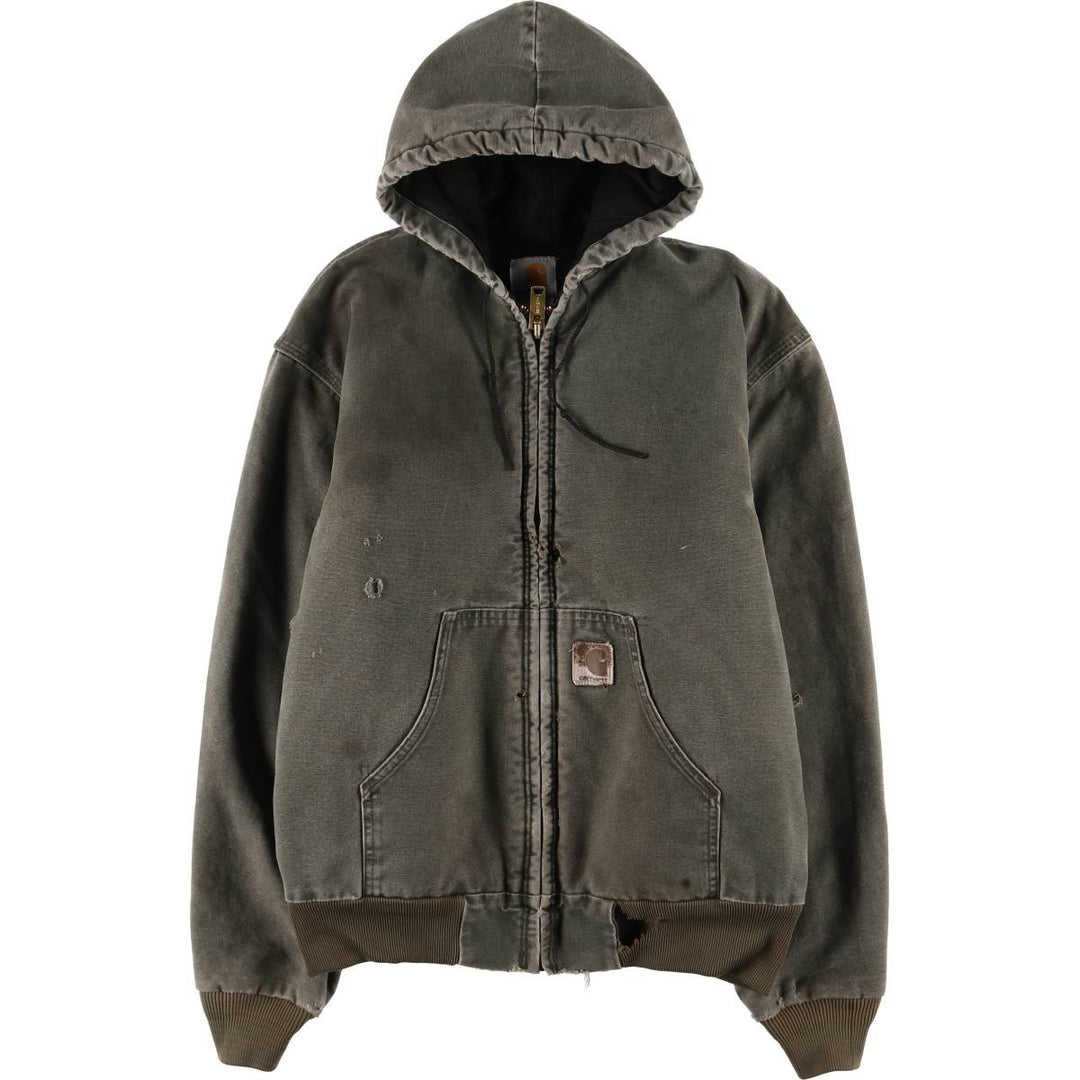 00'S Carhartt Active Jacket Duck Full Zip Parka Made in USA Men's XL unclear Khaki type Vintage Second Hand