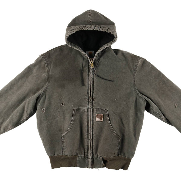 00'S Carhartt Active Jacket Duck Full Zip Parka Made in USA Men's XL unclear Khaki type Vintage Second Hand