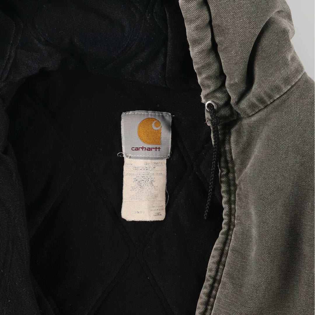 00'S Carhartt Active Jacket Duck Full Zip Parka Made in USA Men's XL unclear Khaki type Vintage Second Hand