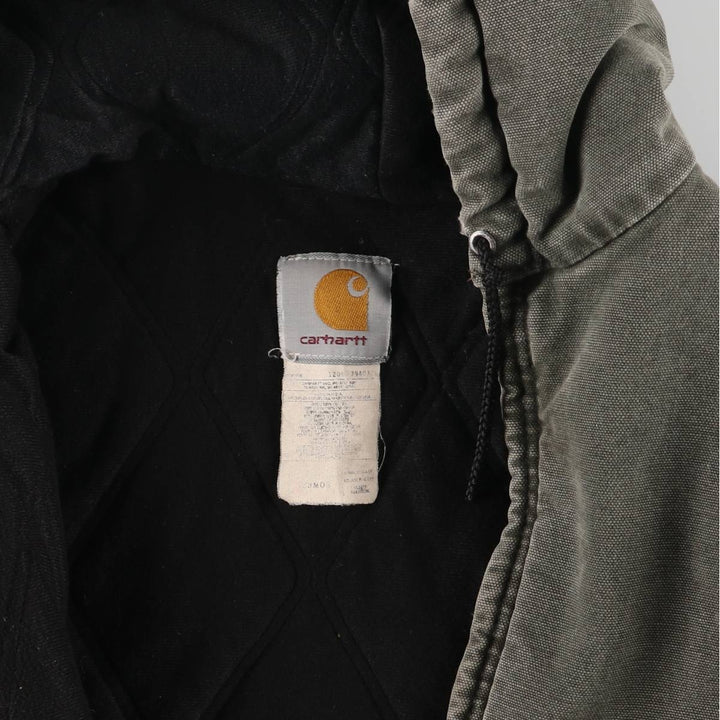 00'S Carhartt Active Jacket Duck Full Zip Parka Made in USA Men's XL unclear Khaki type Vintage Second Hand
