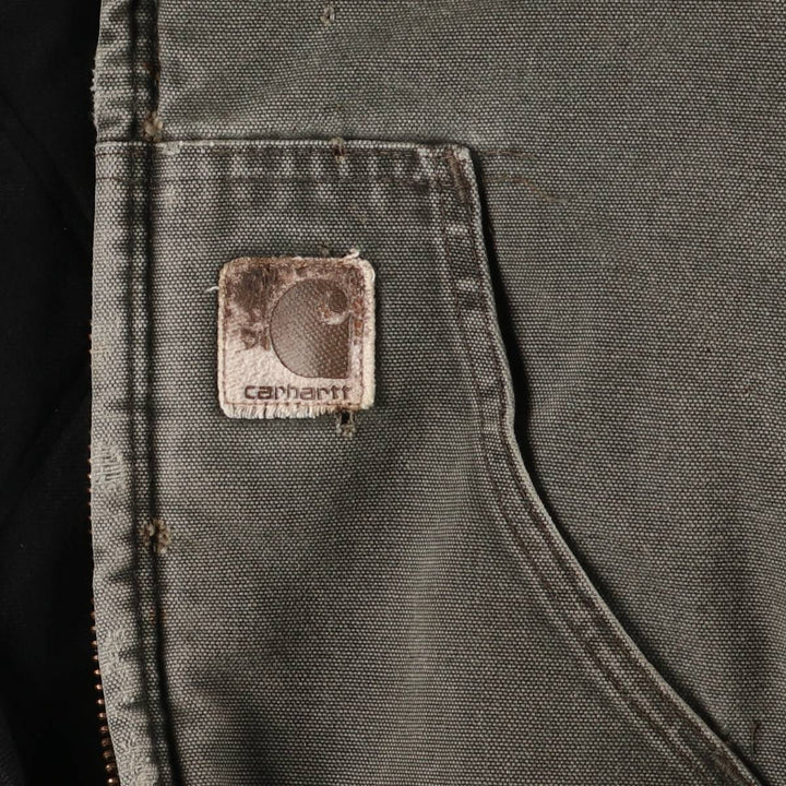 00'S Carhartt Active Jacket Duck Full Zip Parka Made in USA Men's XL unclear Khaki type Vintage Second Hand