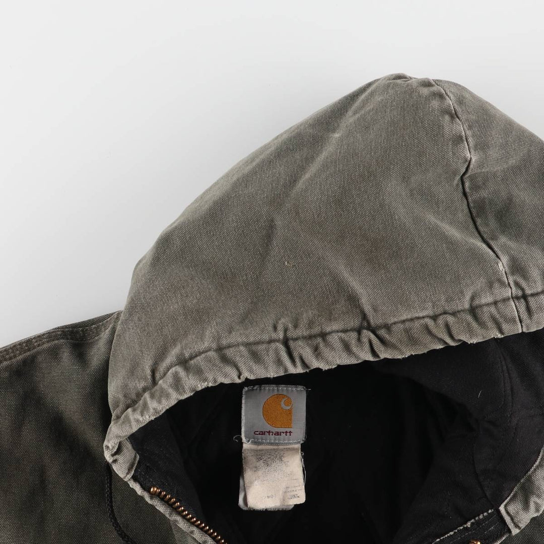00'S Carhartt Active Jacket Duck Full Zip Parka Made in USA Men's XL unclear Khaki type Vintage Second Hand