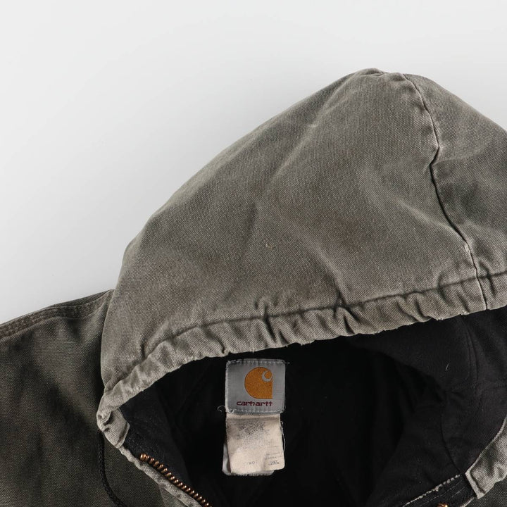 00'S Carhartt Active Jacket Duck Full Zip Parka Made in USA Men's XL unclear Khaki type Vintage Second Hand