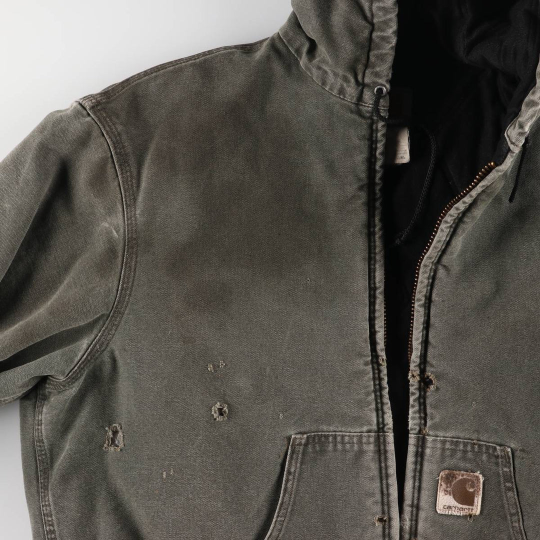 00'S Carhartt Active Jacket Duck Full Zip Parka Made in USA Men's XL unclear Khaki type Vintage Second Hand