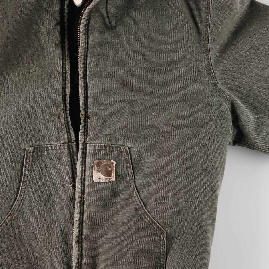 00'S Carhartt Active Jacket Duck Full Zip Parka Made in USA Men's XL unclear Khaki type Vintage Second Hand