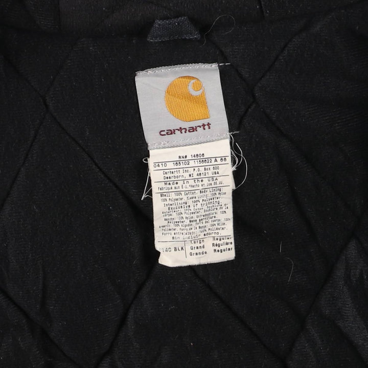 Carhartt Active Jacket Duck Full Zip Parka Made in USA Men's L size cotton black type Vintage Second Hand