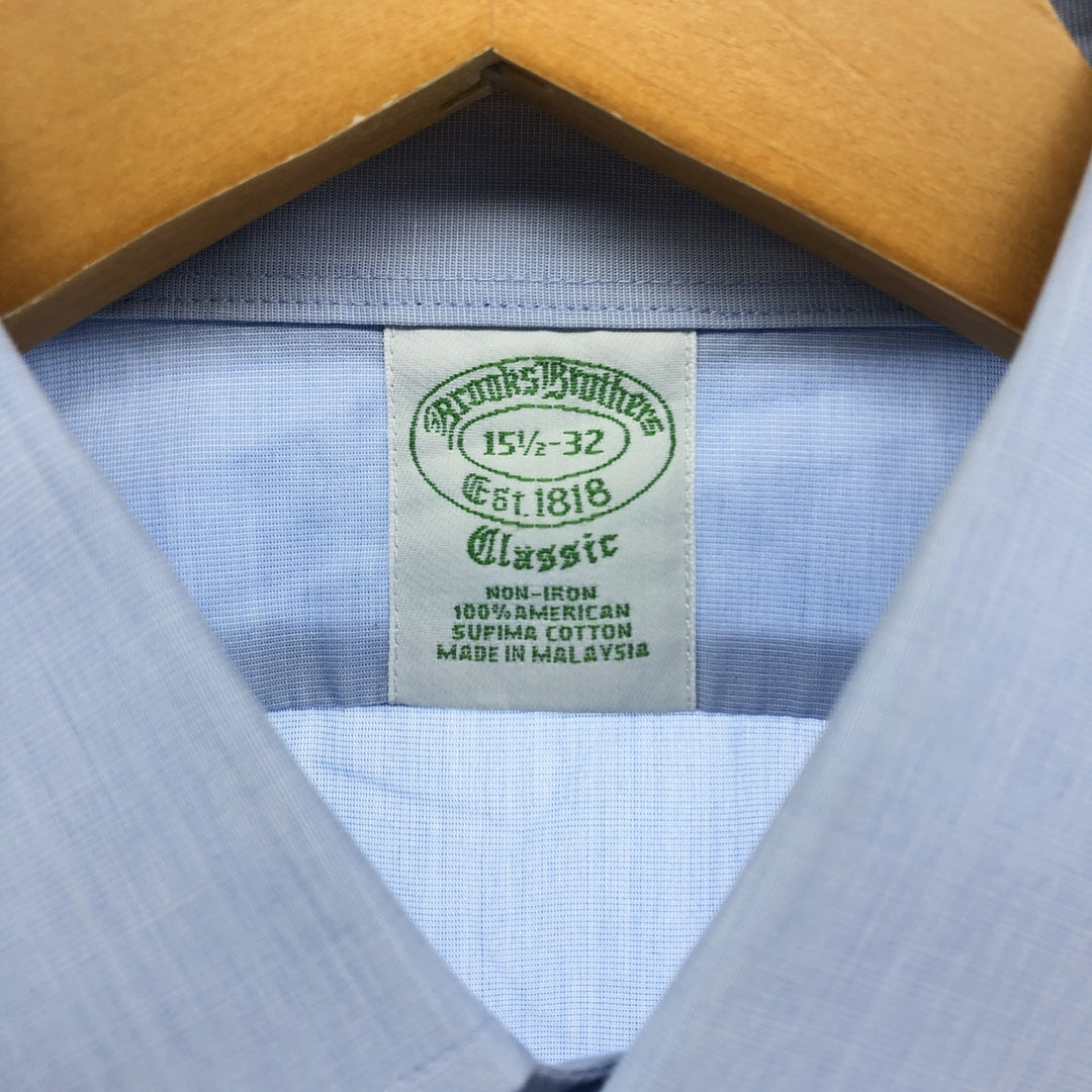 Brooks Brothers Est.1818 Wide Collar Long Sleeve Cotton Shirt Cuff Shirt Men's M Size cotton Blue type light blue Vintage Second Hand