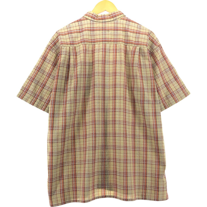 00'S Patagonia 53000S0 Seersucker Short Sleeve Check Shirt Box Shirt Men's L size polyester brown type Vintage Second Hand