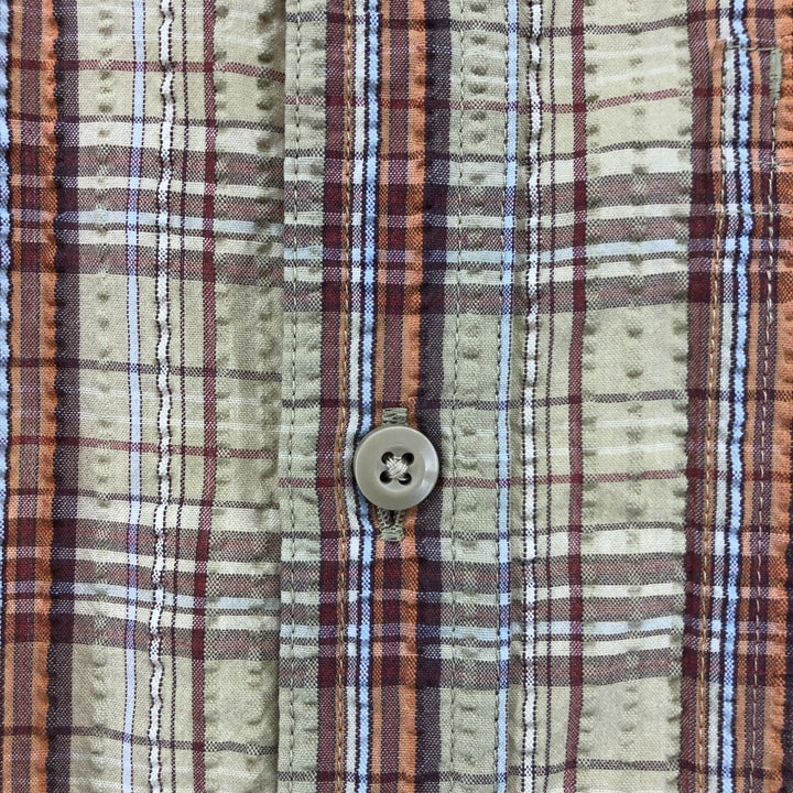 00'S Patagonia 53000S0 Seersucker Short Sleeve Check Shirt Box Shirt Men's L size polyester brown type Vintage Second Hand