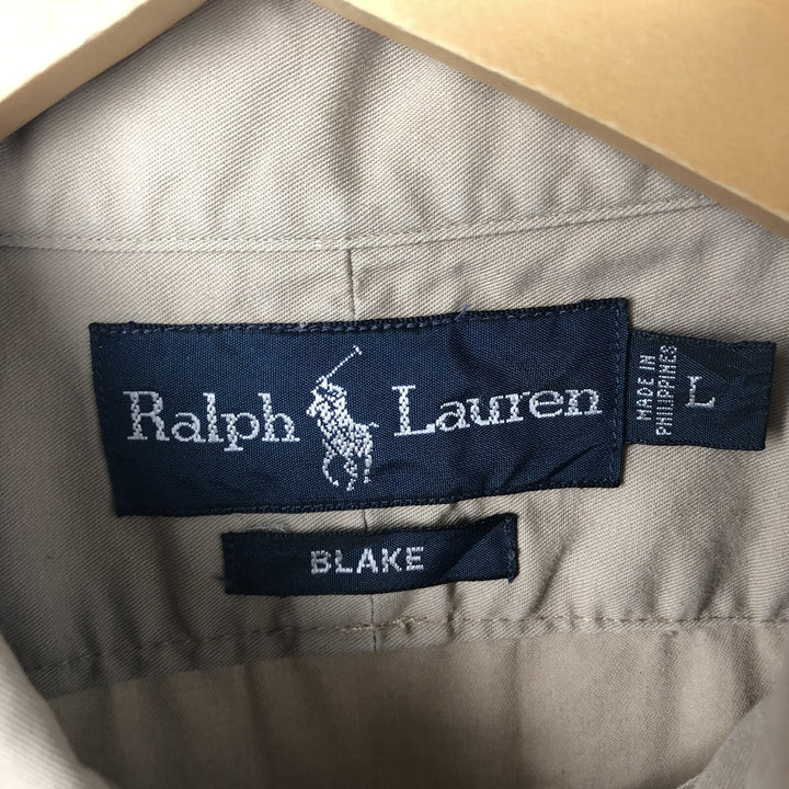 Ralph Lauren BLAKE short sleeve button down shirt, men's size L cotton Beige type Vintage Second Hand