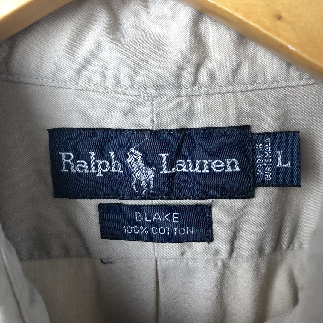 Ralph Lauren BLAKE short sleeve button down shirt, men's size L cotton Beige type Vintage Second Hand
