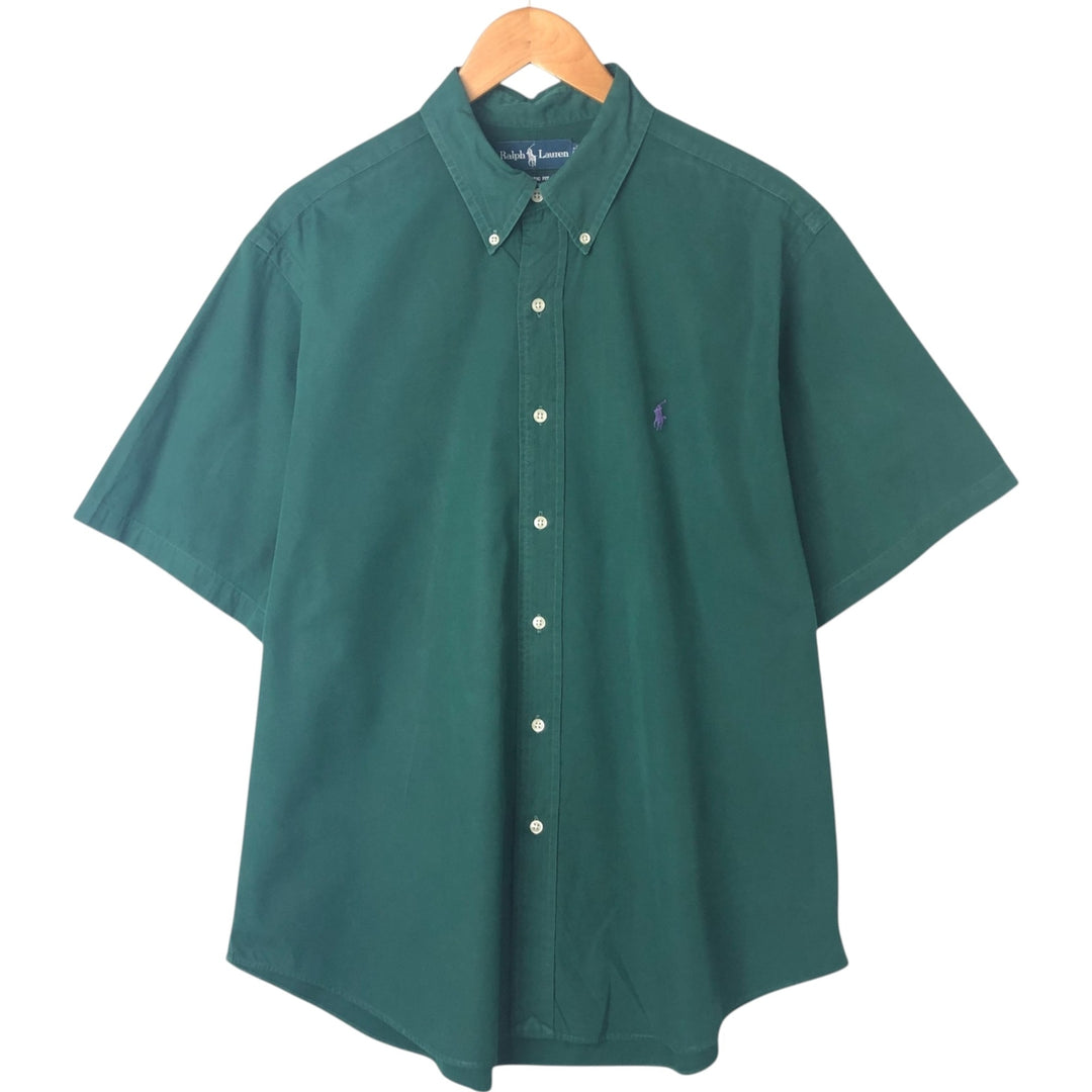 Ralph Lauren Classic Fit Short Sleeve Button Down Shirt Men's XL cotton Green type dark green Vintage Second Hand