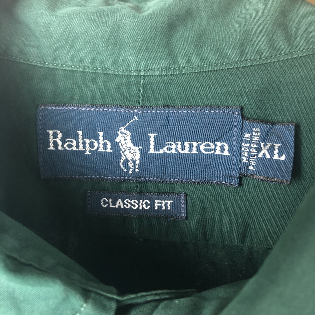 Ralph Lauren Classic Fit Short Sleeve Button Down Shirt Men's XL cotton Green type dark green Vintage Second Hand