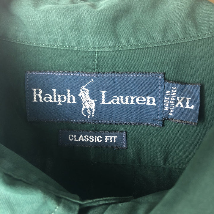 Ralph Lauren Classic Fit Short Sleeve Button Down Shirt Men's XL cotton Green type dark green Vintage Second Hand