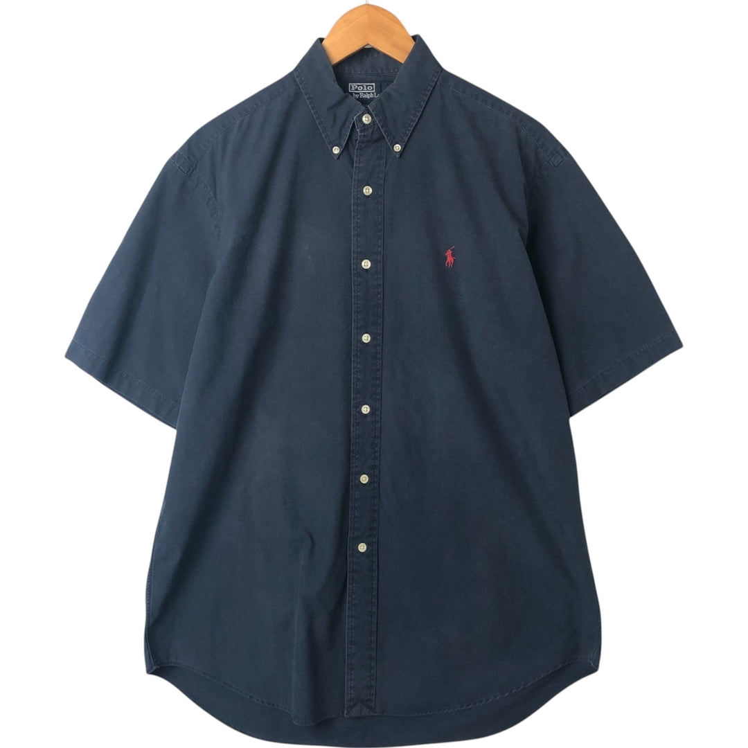 Ralph Lauren RALPH LAUREN Short Sleeve Button Down Shirt Men's M cotton navy blue type Vintage Second Hand