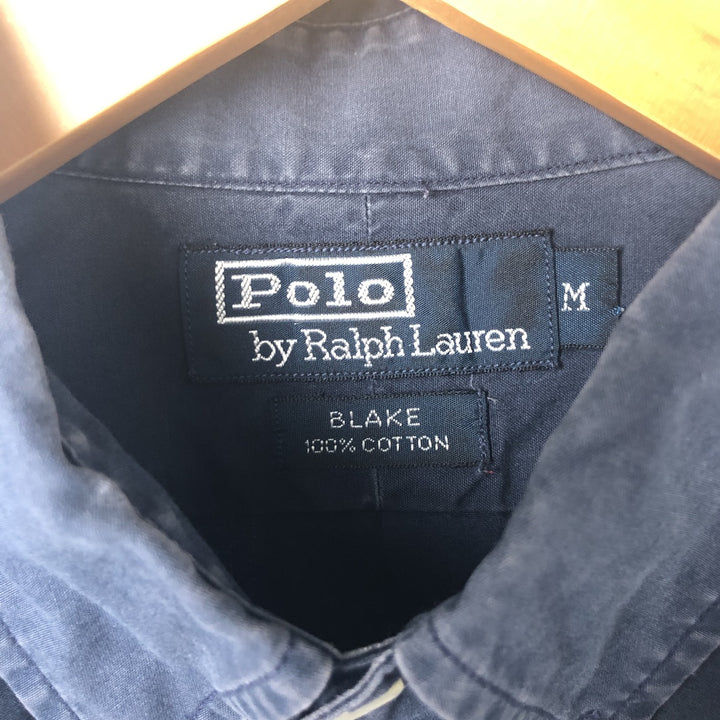 Ralph Lauren RALPH LAUREN Short Sleeve Button Down Shirt Men's M cotton navy blue type Vintage Second Hand