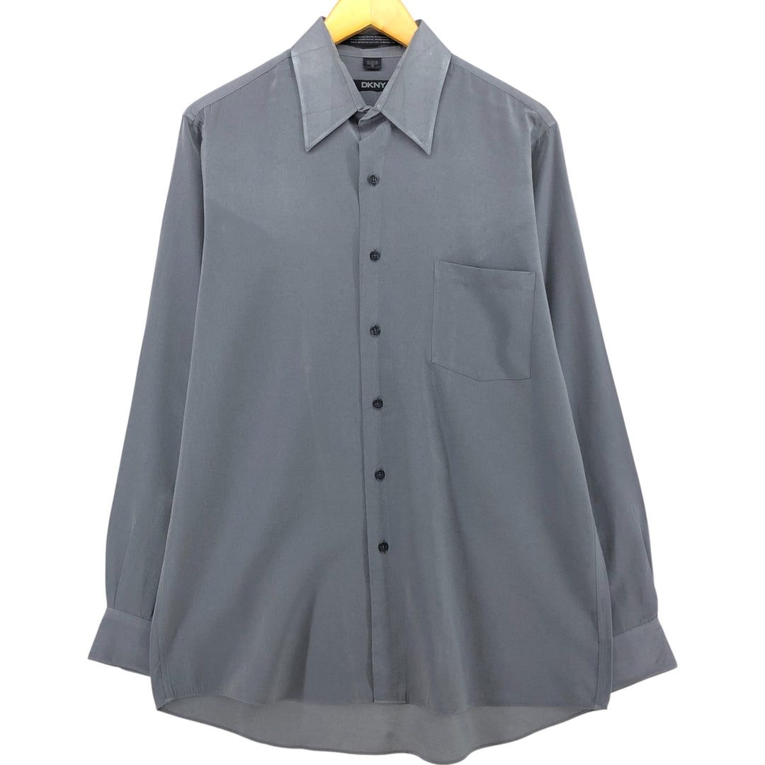 Donna Karan New York DKNY Long Sleeve Poly x Rayon Shirt Men's M Size polyester gray type Vintage Second Hand