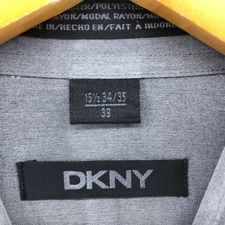 Donna Karan New York DKNY Long Sleeve Poly x Rayon Shirt Men's M Size polyester gray type Vintage Second Hand