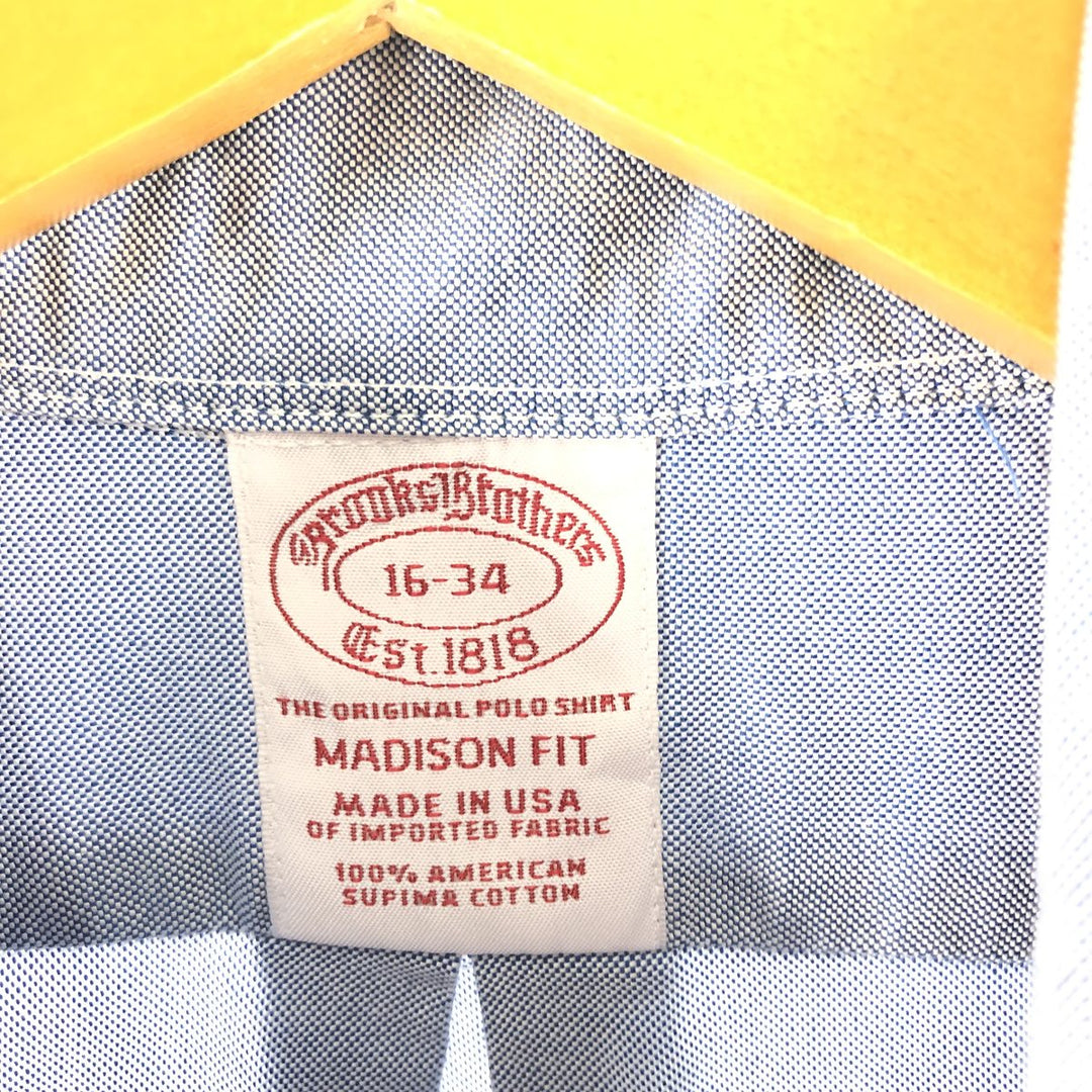 Brooks Brothers Est.1818 Long Sleeve Button Down Shirt Made in USA Men's Size L Supima Cotton blue type Vintage Second Hand
