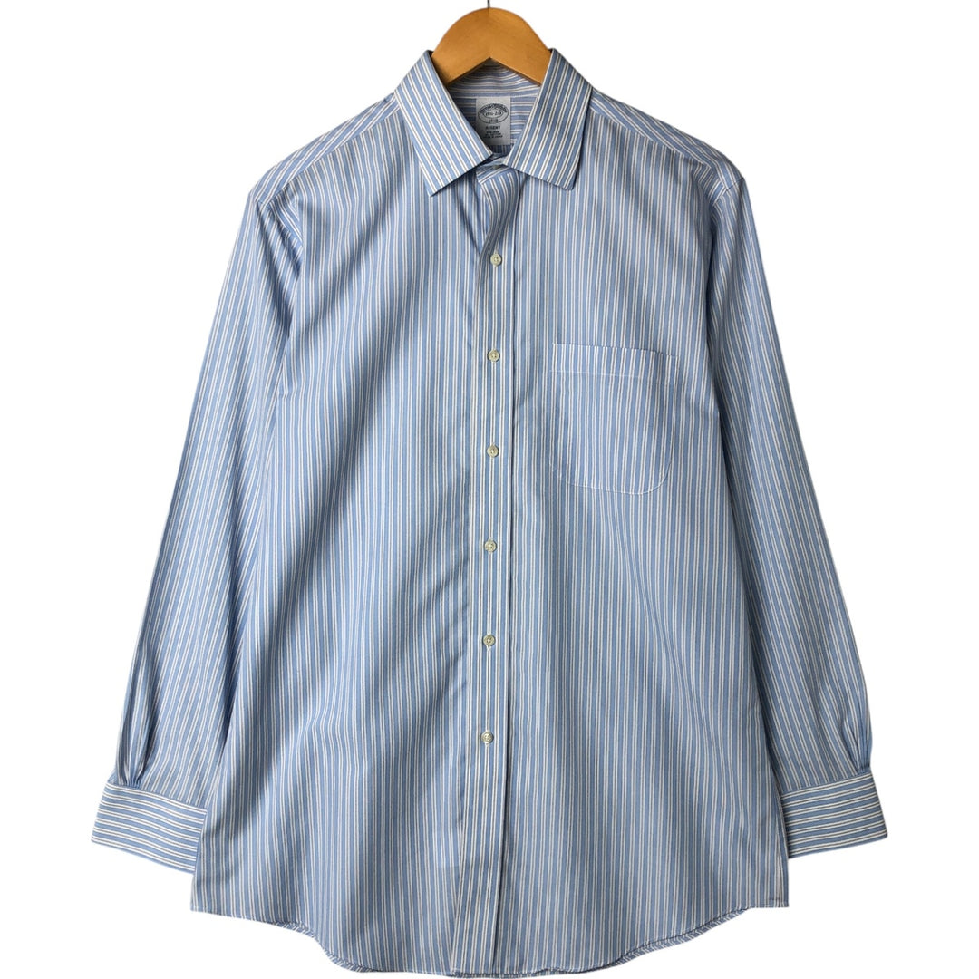 Brooks Brothers 1818 REGENT Wide Collar Long Sleeve Cotton Striped Shirt Men's M cotton Blue type light blue Vintage Second Hand