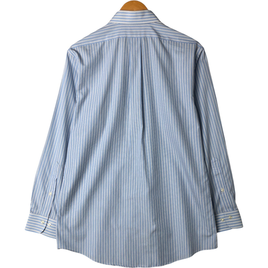 Brooks Brothers 1818 REGENT Wide Collar Long Sleeve Cotton Striped Shirt Men's M cotton Blue type light blue Vintage Second Hand