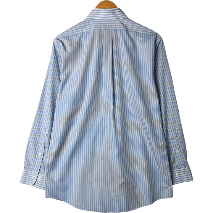 Brooks Brothers 1818 REGENT Wide Collar Long Sleeve Cotton Striped Shirt Men's M cotton Blue type light blue Vintage Second Hand