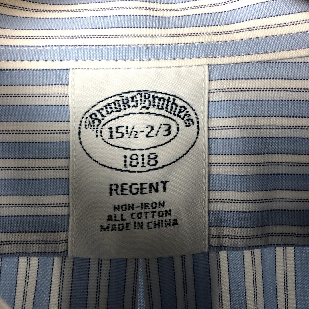 Brooks Brothers 1818 REGENT Wide Collar Long Sleeve Cotton Striped Shirt Men's M cotton Blue type light blue Vintage Second Hand