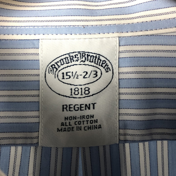 Brooks Brothers 1818 REGENT Wide Collar Long Sleeve Cotton Striped Shirt Men's M cotton Blue type light blue Vintage Second Hand