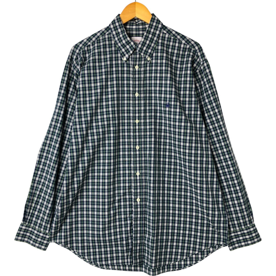 Brooks Brothers 346 Long Sleeve Button-Down Check Shirt, Men's Size L cotton multicolor Vintage Second Hand