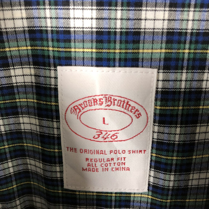 Brooks Brothers 346 Long Sleeve Button-Down Check Shirt, Men's Size L cotton multicolor Vintage Second Hand