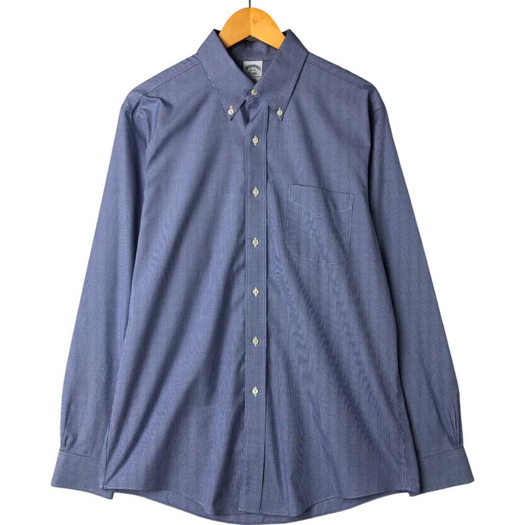 Brooks Brothers Est.1818 Long Sleeve Button-Down Check Shirt, Men's Size L cotton navy blue type Vintage Second Hand