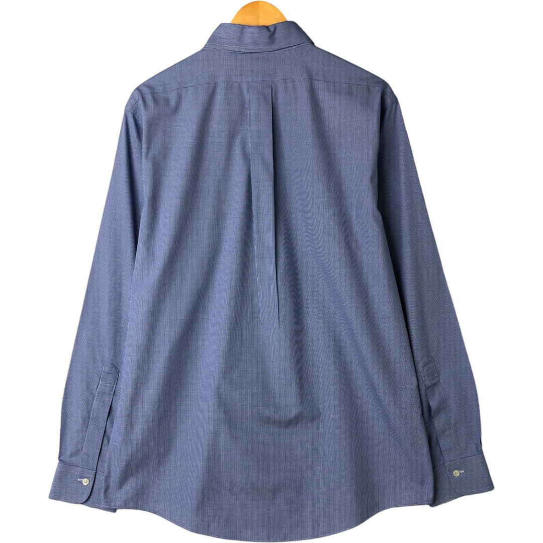 Brooks Brothers Est.1818 Long Sleeve Button-Down Check Shirt, Men's Size L cotton navy blue type Vintage Second Hand