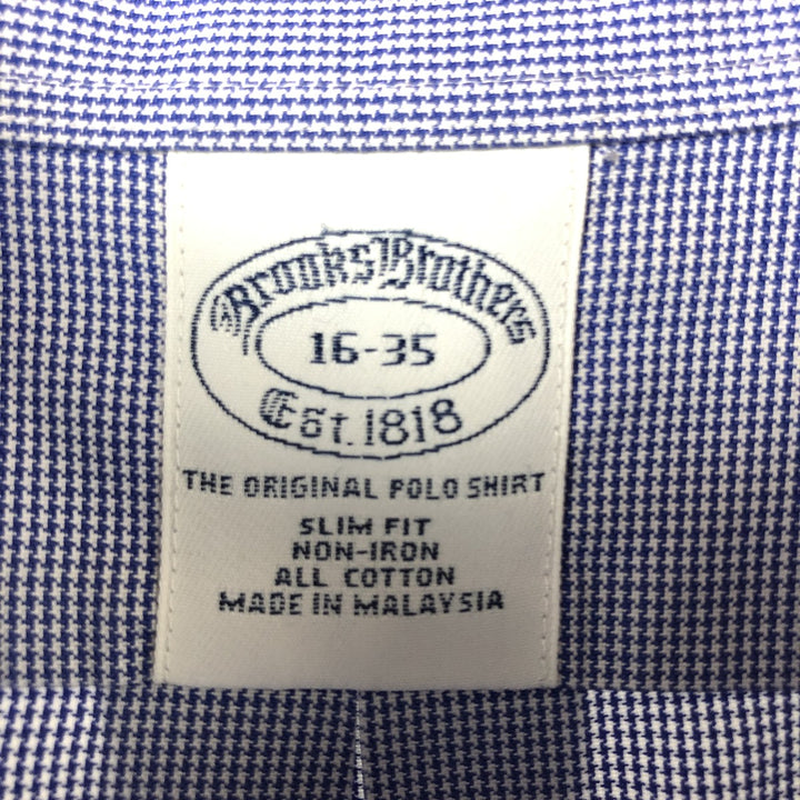 Brooks Brothers Est.1818 Long Sleeve Button-Down Check Shirt, Men's Size L cotton navy blue type Vintage Second Hand
