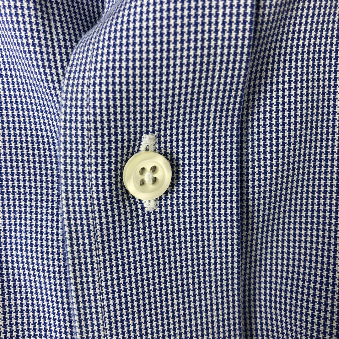 Brooks Brothers Est.1818 Long Sleeve Button-Down Check Shirt, Men's Size L cotton navy blue type Vintage Second Hand