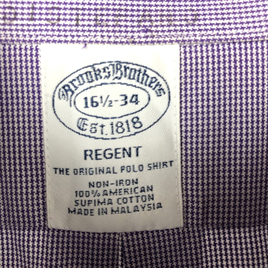 Brooks Brothers Est.1818 REGENT Long Sleeve Button-Down Check Shirt, Men's Size L cotton purple type Vintage Second Hand