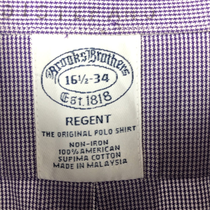 Brooks Brothers Est.1818 REGENT Long Sleeve Button-Down Check Shirt, Men's Size L cotton purple type Vintage Second Hand