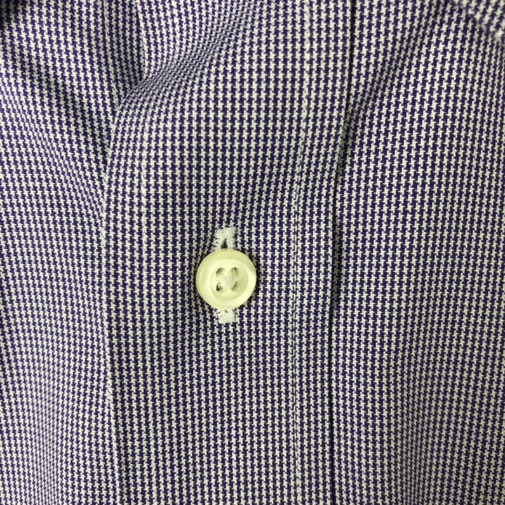 Brooks Brothers Est.1818 REGENT Long Sleeve Button-Down Check Shirt, Men's Size L cotton purple type Vintage Second Hand