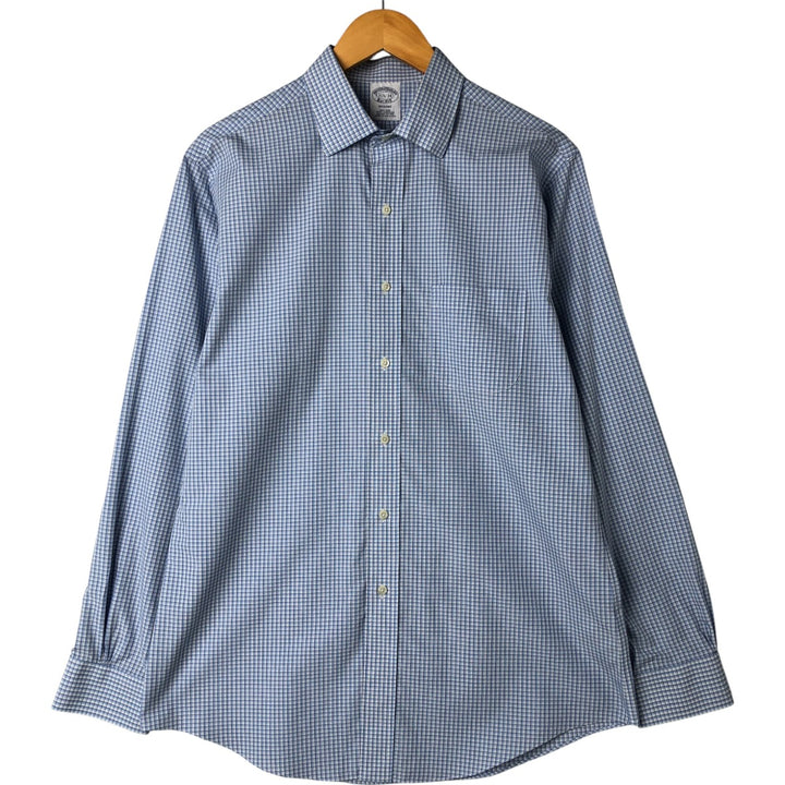 Brooks Brothers Est.1818 REGENT Wide Collar Long Sleeve Check Shirt Men's M cotton Blue type light blue Vintage Second Hand