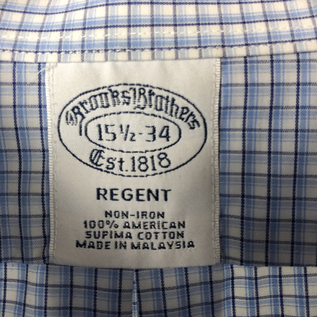 Brooks Brothers Est.1818 REGENT Wide Collar Long Sleeve Check Shirt Men's M cotton Blue type light blue Vintage Second Hand