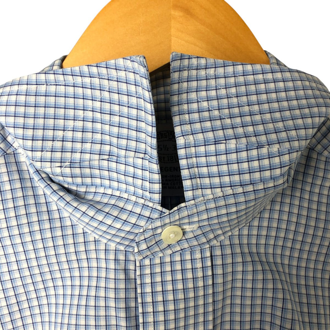 Brooks Brothers Est.1818 REGENT Wide Collar Long Sleeve Check Shirt Men's M cotton Blue type light blue Vintage Second Hand