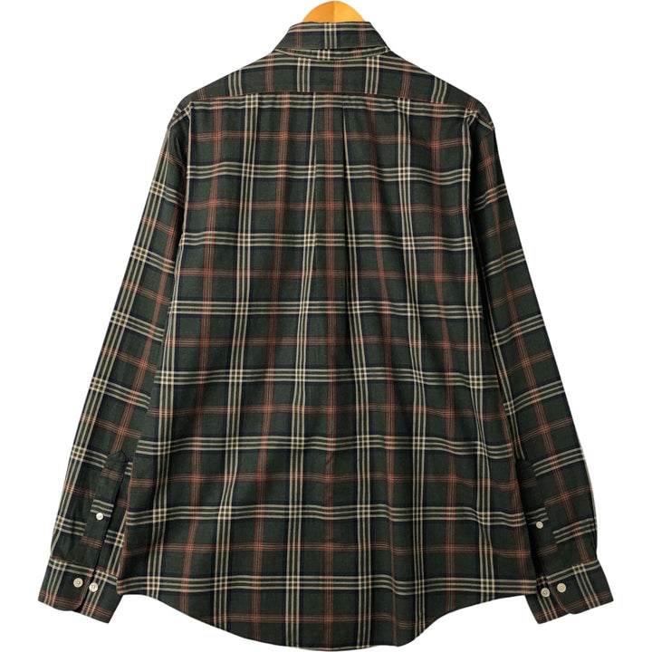 Brooks Brothers Est.1818 REGENT Long Sleeve Button-Down Check Shirt, Men's Size L cotton Green type dark green Vintage Second Hand